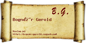 Bognár Gerold névjegykártya